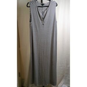 J Jill Wearever Collection XL Striped Sleeveless Maxi Dress Casual Stretch Boho